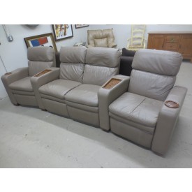 Upholstered Furn - Lazy Boy Theater Seating (4) Tan Leather